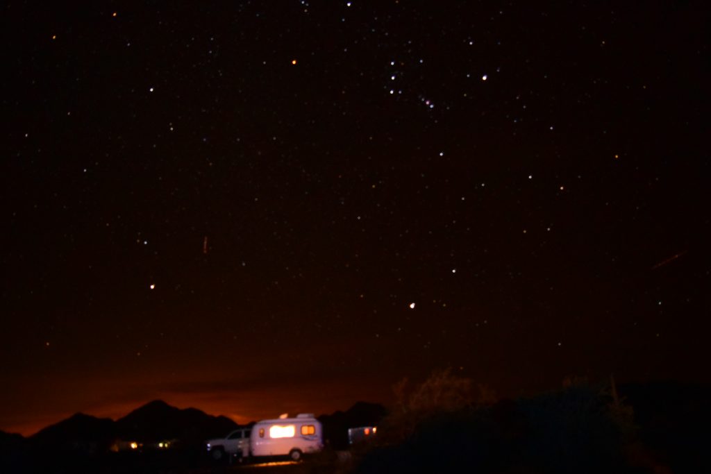 Casita at night with stars